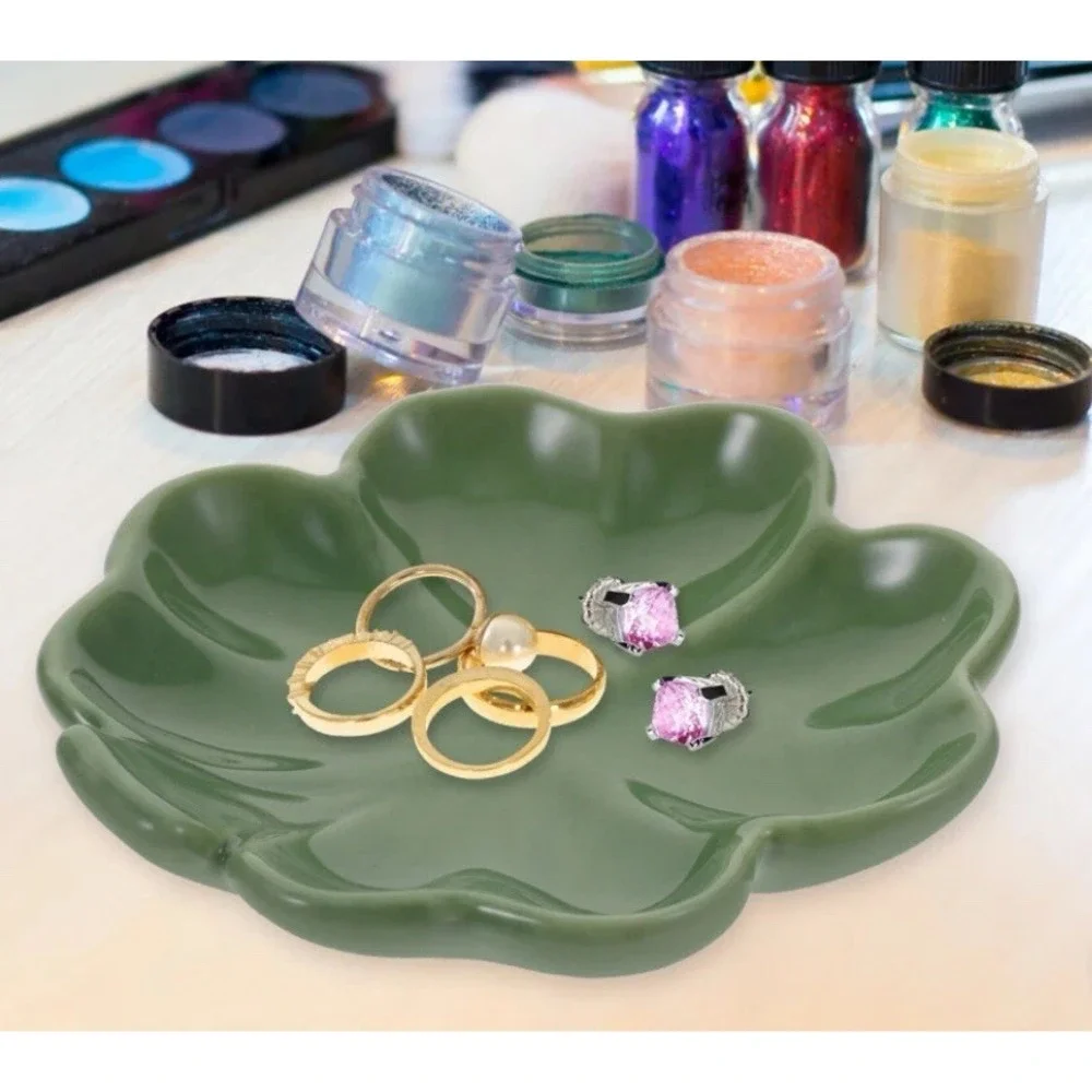 Shamrock Trinket Dish‎ Porcelain Jewelry Tray Store Display Holder